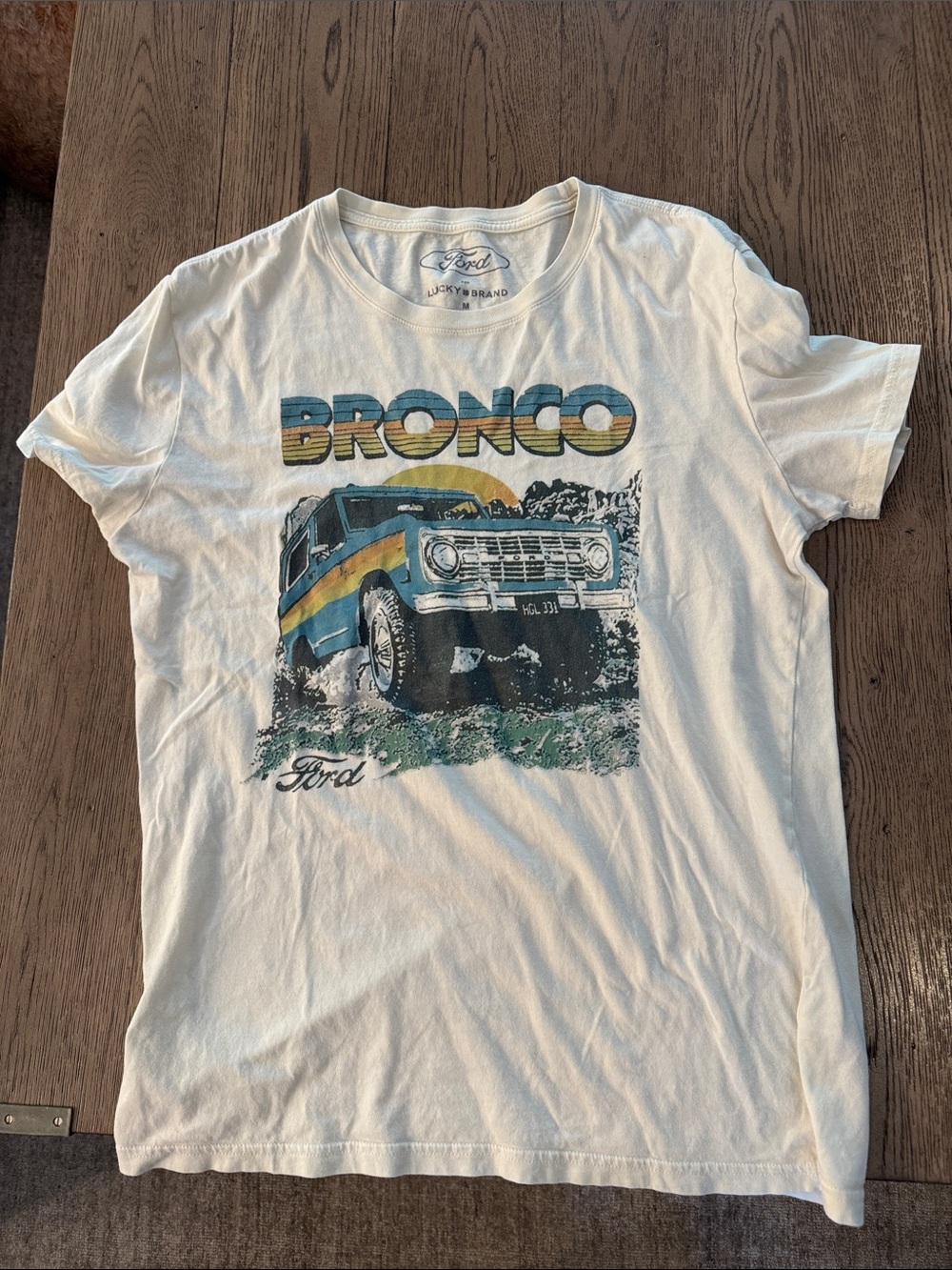Lucky Brand Ford White Bronco Graphic Short Sleeve Tee